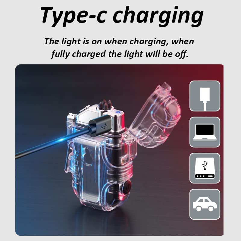Meneflix Electric USB Rechargeable Dual Arc Lighter – Plasma with 3 Modes COB Flashlight