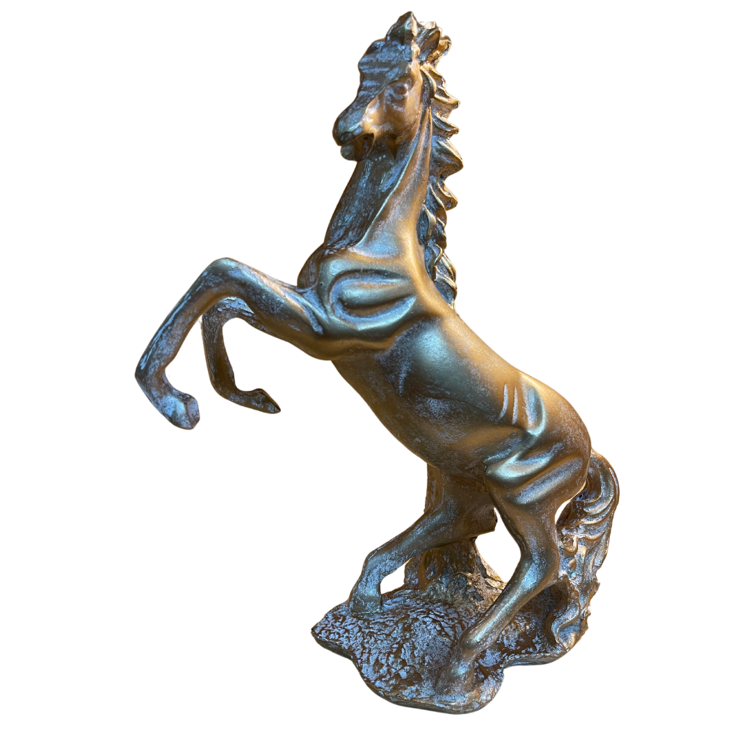 Angled view of the Elegant Horse Statue highlighting its smooth and modern design.
