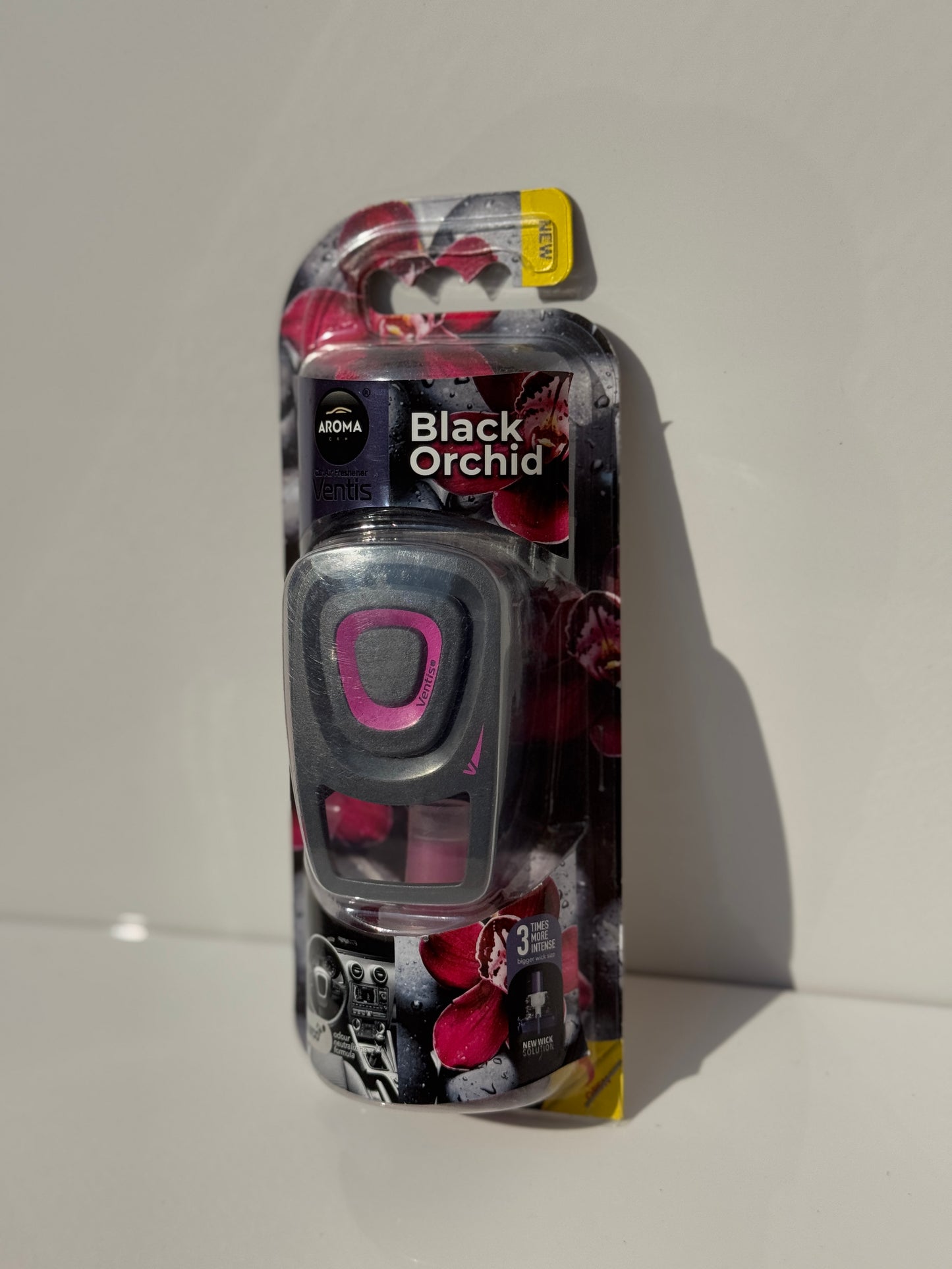 Aroma Ventis Air Freshener in 'Black Orchid' fragrance, showcasing its elegant packaging.