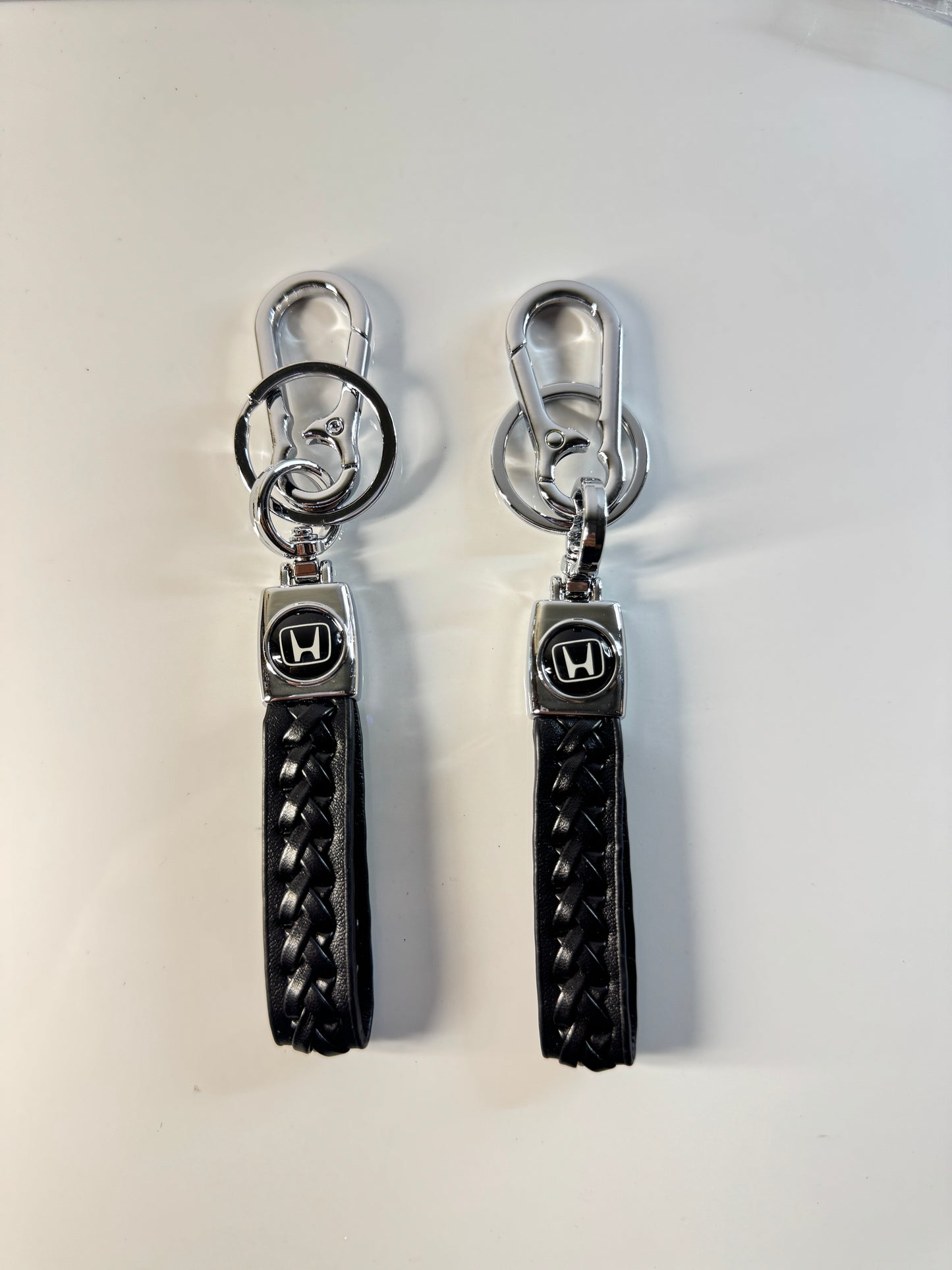 Braided Leather Car Keychain Set – Toyota, Honda & Suzuki Logos – Durable & Stylish – Tech Car Home Pakistan