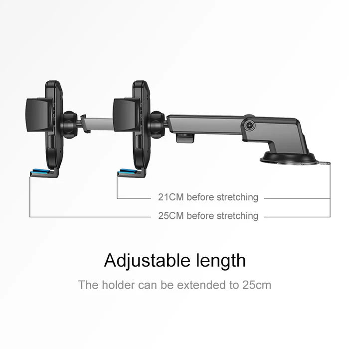 Car Phone Holder securely mounted on a car dashboard with strong suction power this product y techcarhome.com