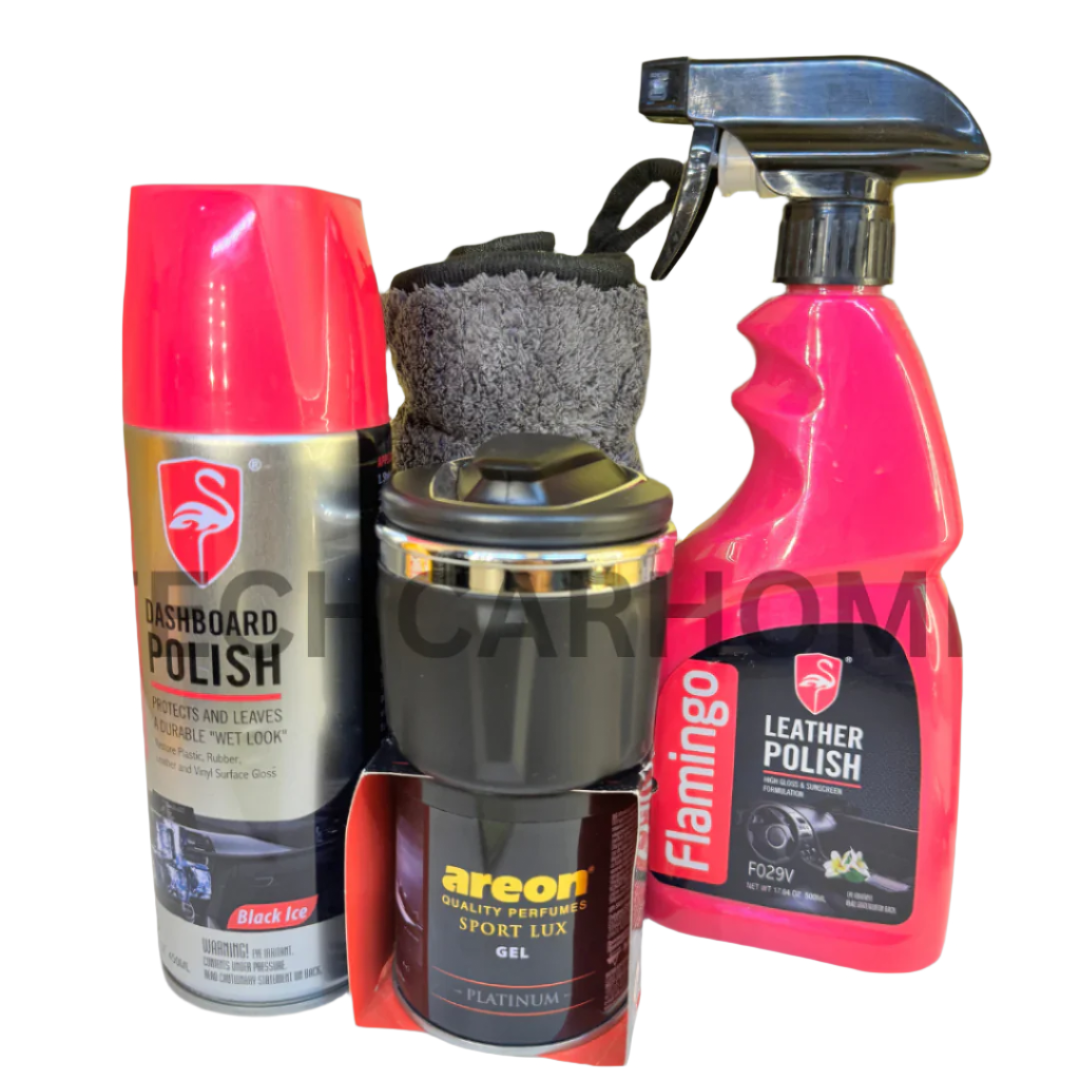 Close-up of sleek car ashtray and Areon Platinum Gel – practical and stylish additions for car interior freshness.