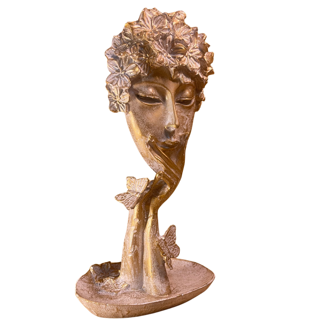 Close-up of the intricate design of the Abstract Women Face Art Sculpture, highlighting its artistic details and smooth finish.