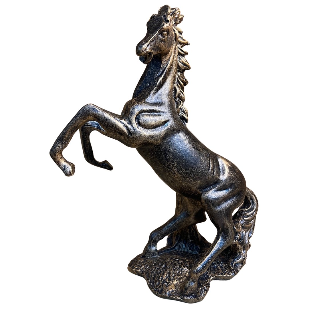 Elegant horse sculpture front view - Black