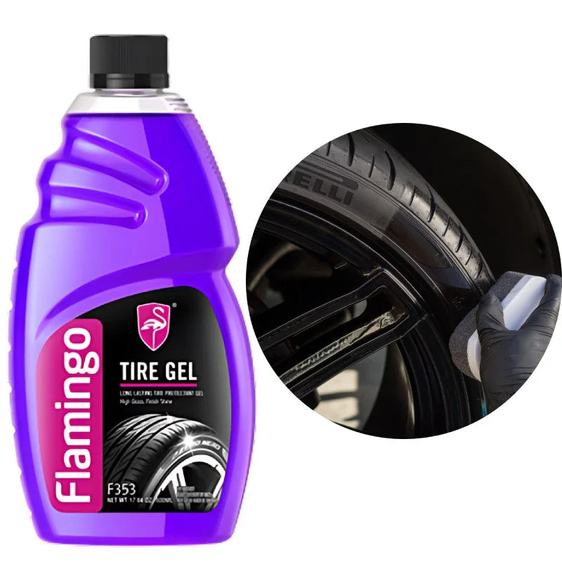Flamingo Tire Gel results on a wheel – premium tire care product - TechCarHome.com