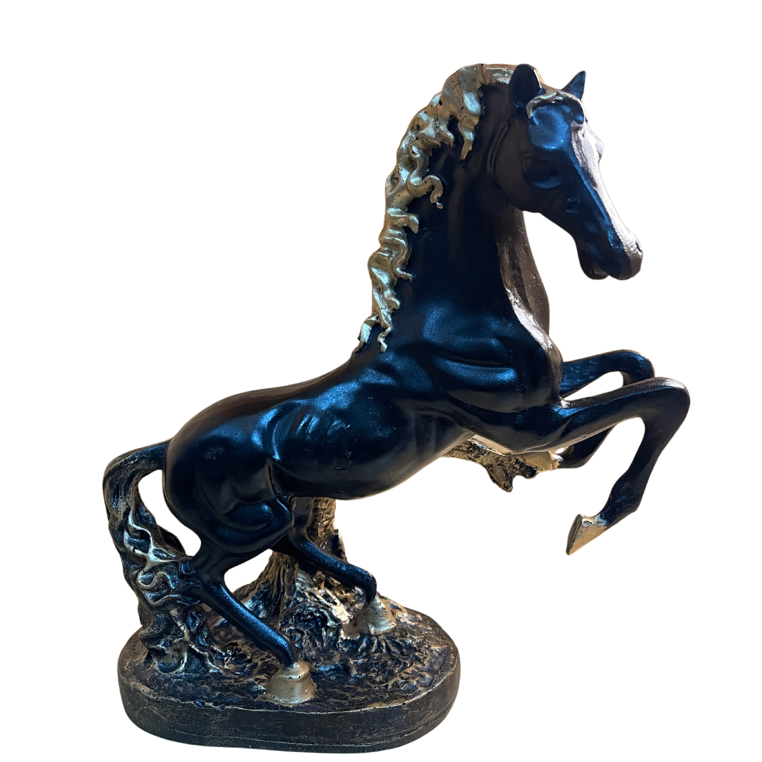 Galloping horse statue decor, perfect for modern living rooms and offices.