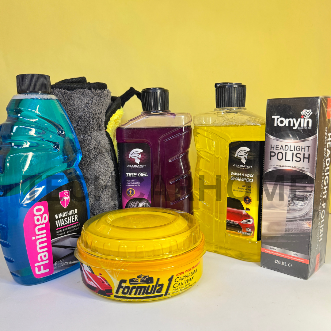 Gladiator Wash & Wax and Tire Gel for deep cleaning and long-lasting shine.