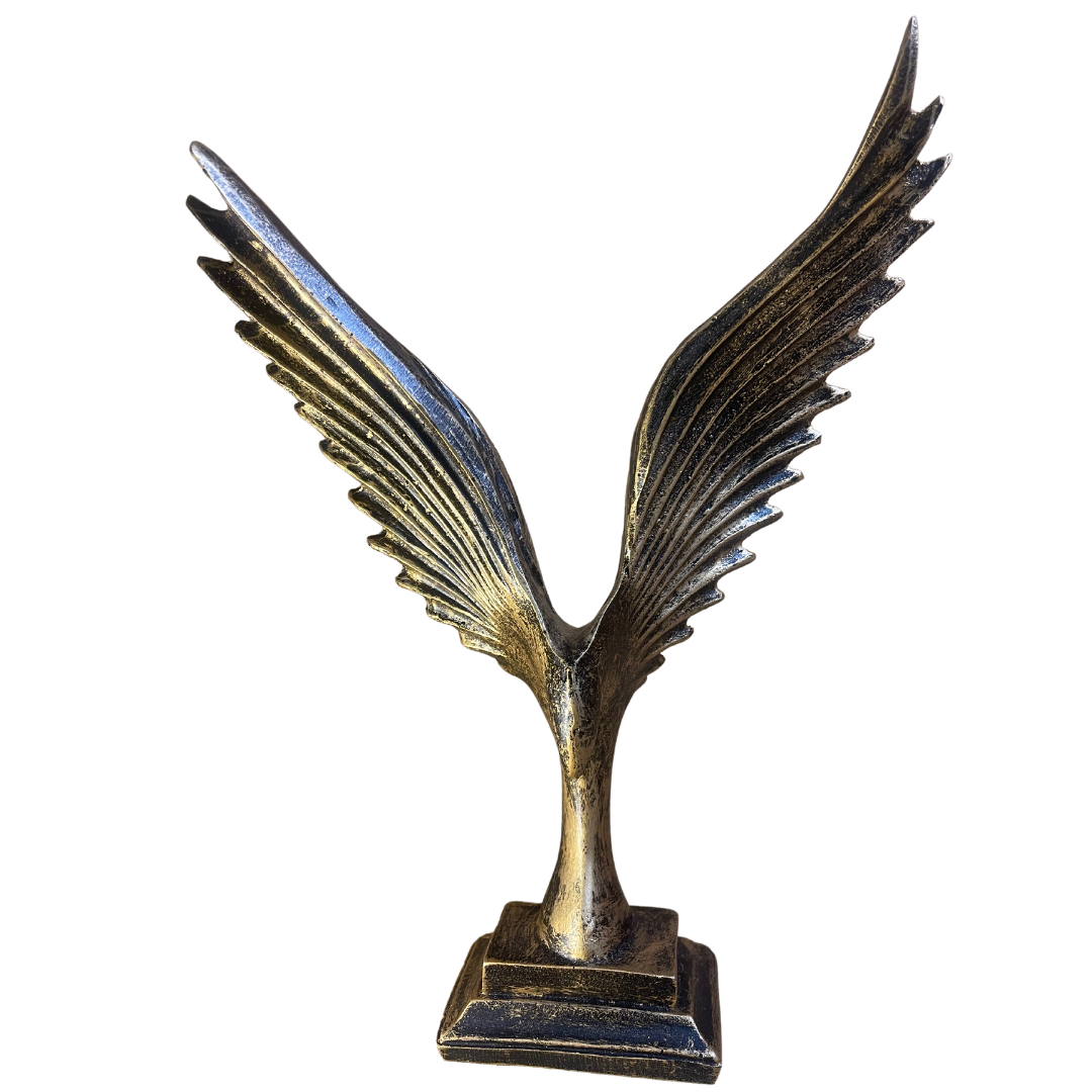 Resin Crafts Spread Wings High Flying Eagle Ornament displayed on a modern office desk, symbolizing strength and freedom.
