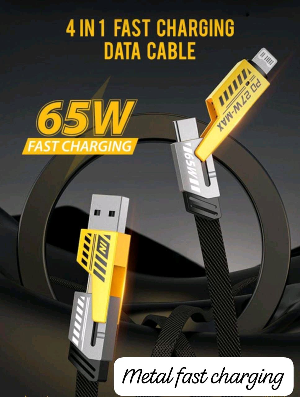 (orignal) 4 in 1 65W -Fast Charging- USB To Type C PD Cable - Fast Charging