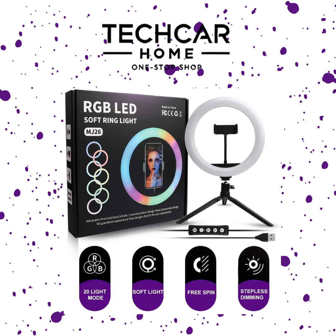 Soft RGB ring light with tripod for online business use - TechCarHome
