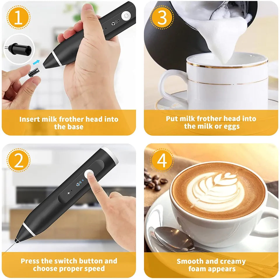 Coffee & Milk Frothe-Automatic 2-in-1 USB Rechargeable