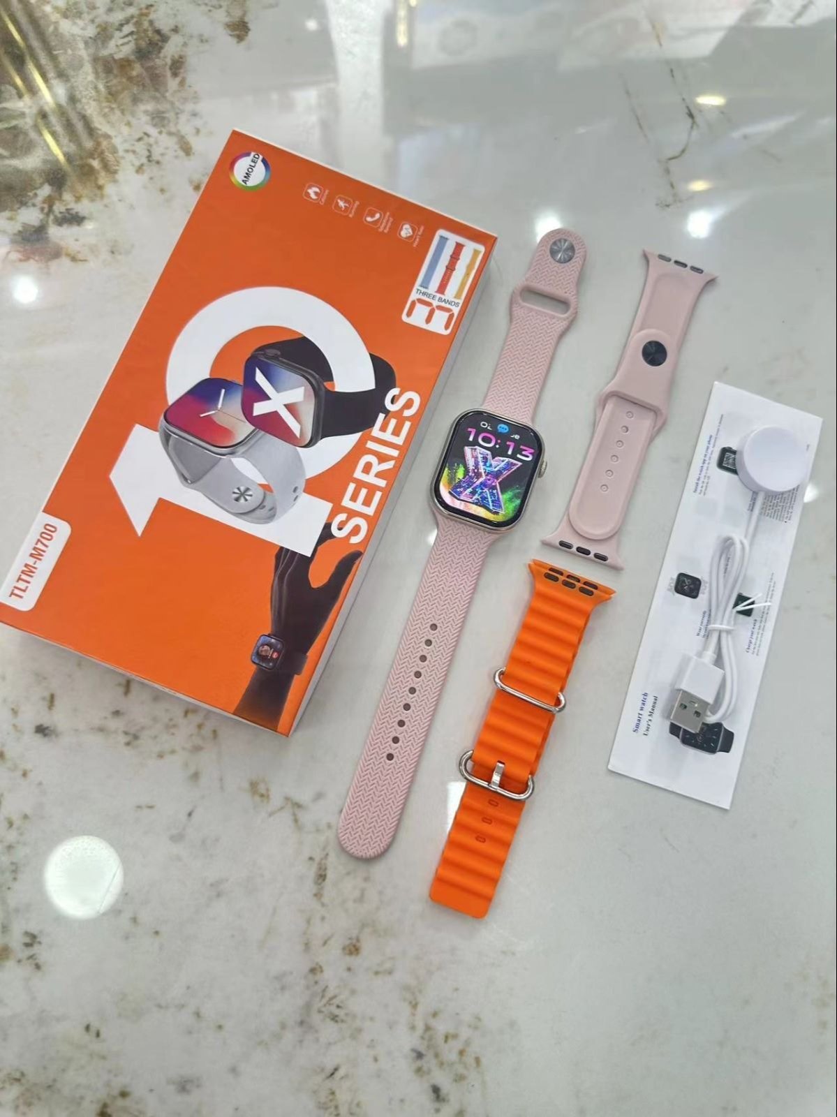 M700 Series 10 Smart Watch in Orange – 3D Menu Display