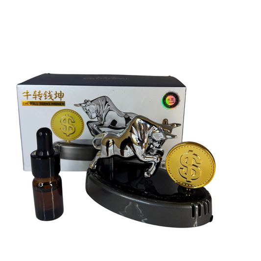 Solar Bull Car Perfume Diffuser – with Rotating Dollar Coin Air Freshener