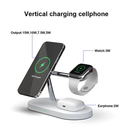 3-in-1 Magnetic Wireless Charger Stand for phone, watch, and earbuds