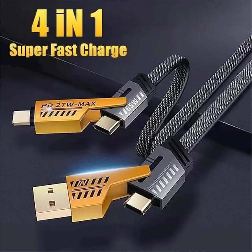 (orignal) 4 in 1 65W -Fast Charging- USB To Type C PD Cable - Fast Charging