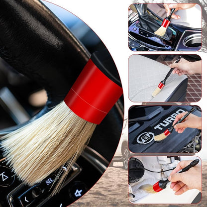 DEKESI Car Detailing Brushes – 5pcs Boar Hair Brush Set for Interior and Exterior Cleaning