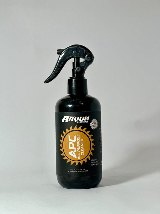 Aavon Chemicals All-Purpose Cleaner bottle on display with a clean surface in the background – available at Tech Car Home.