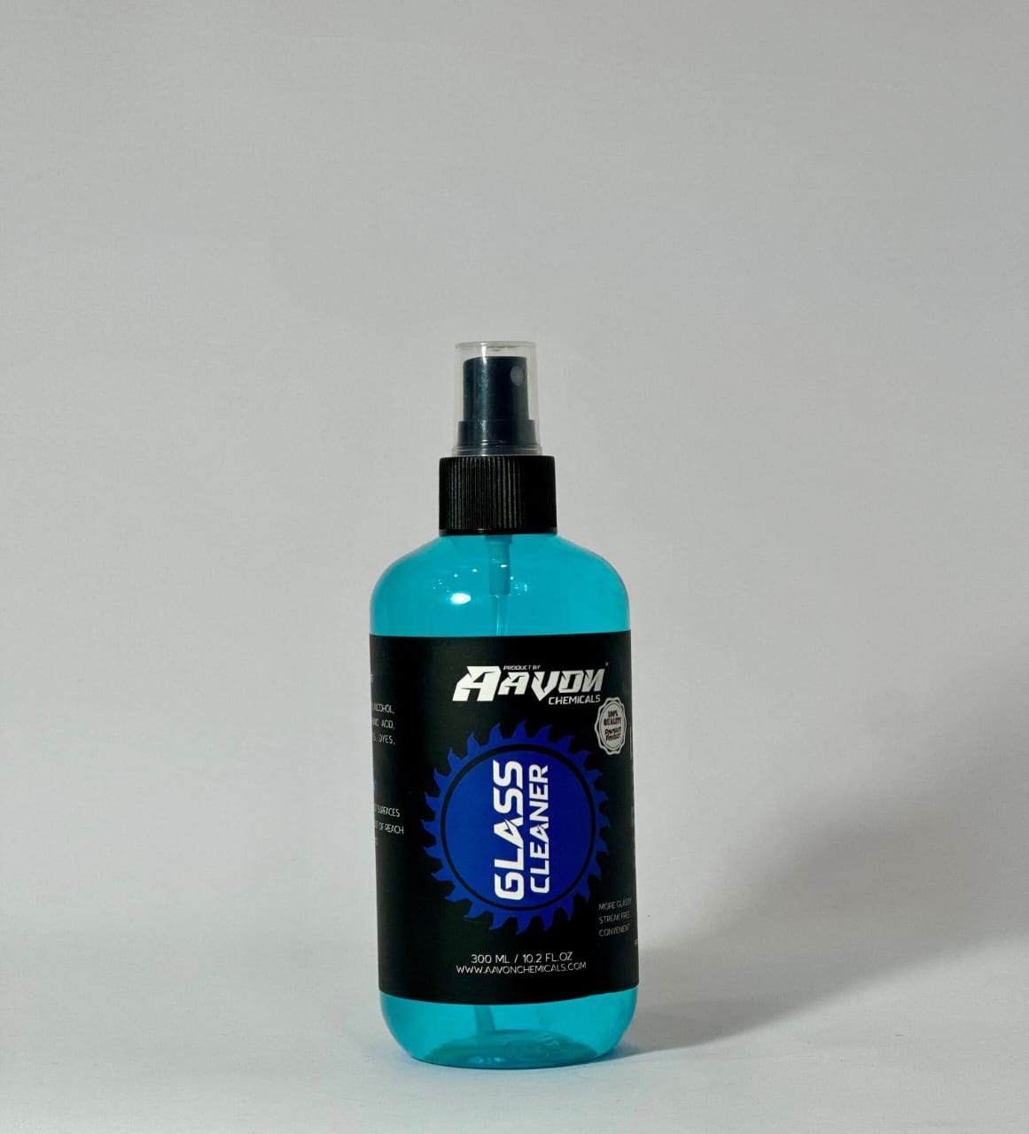 Aavon Chemicals Glass Cleaner bottle displayed against a plain white background.