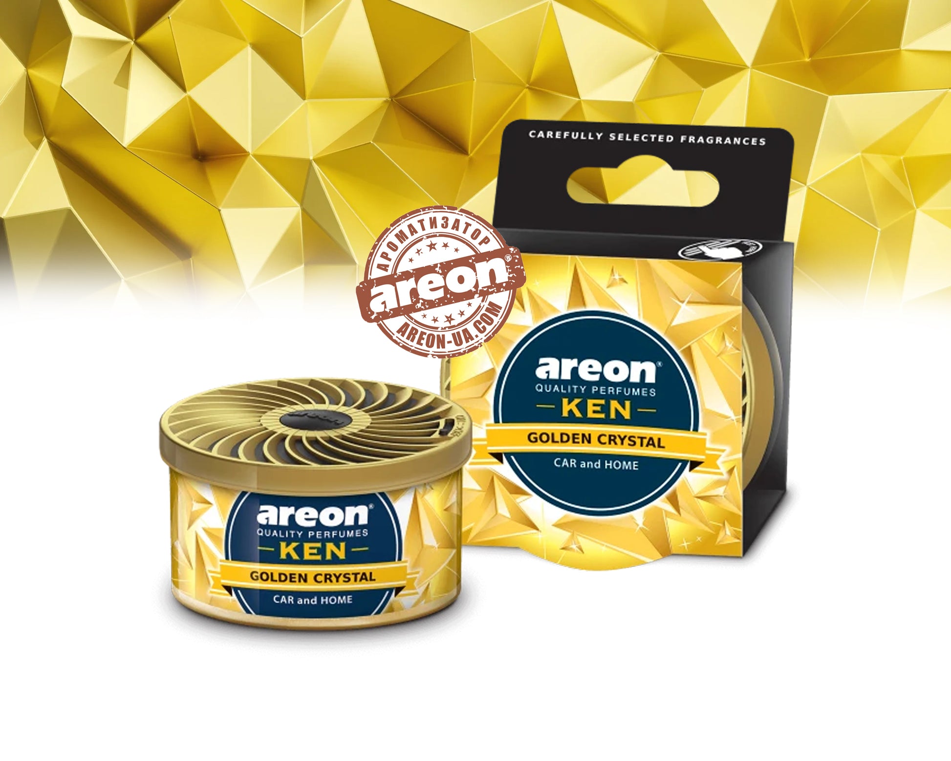 Areon Ken Golden Crystal – premium car air freshener with golden scent by TechCarHome
