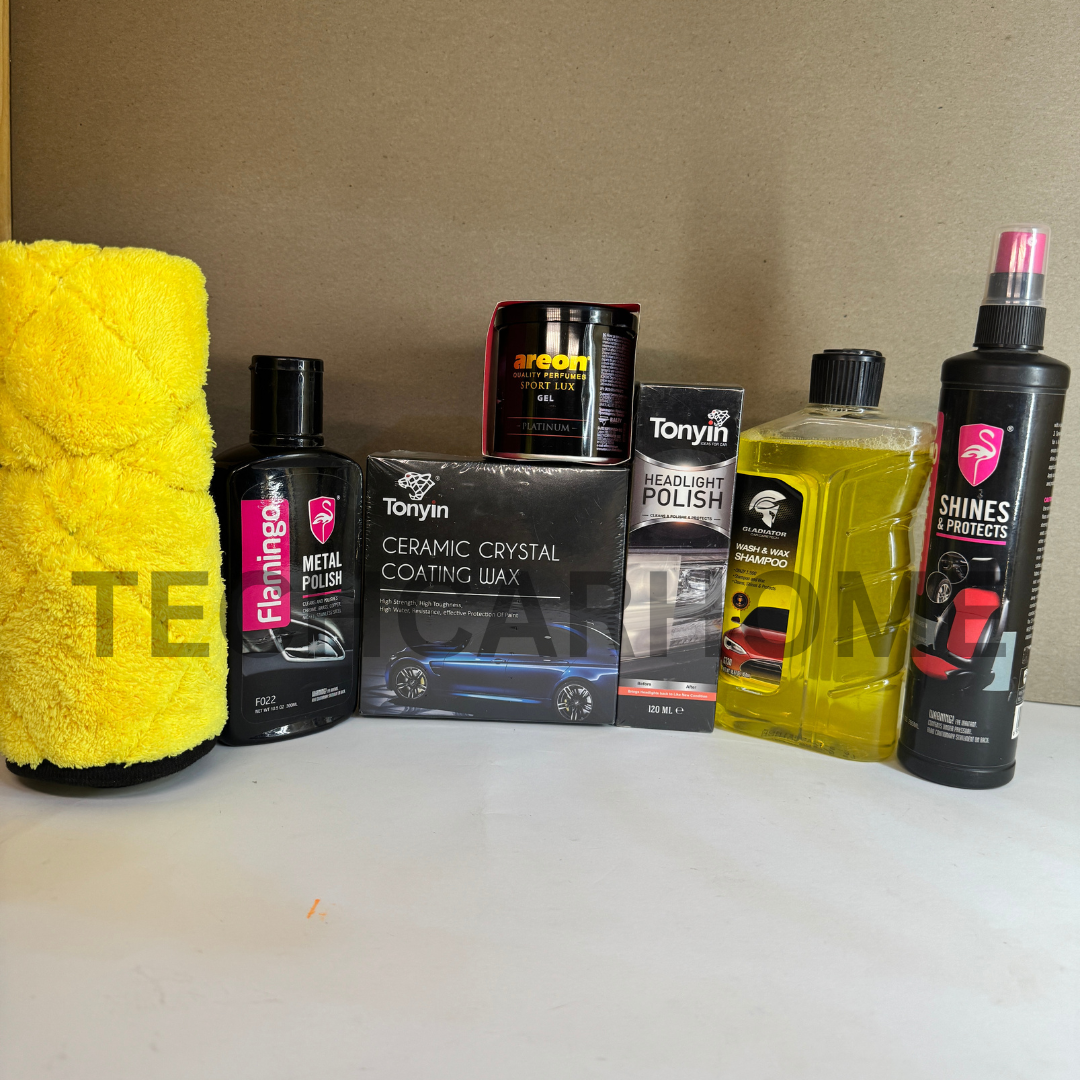 Areon Platinum Gel and Flamingo Shine & Protect – adds scent and surface gloss, part of the Ultimate Shine & Protect Bundle.
