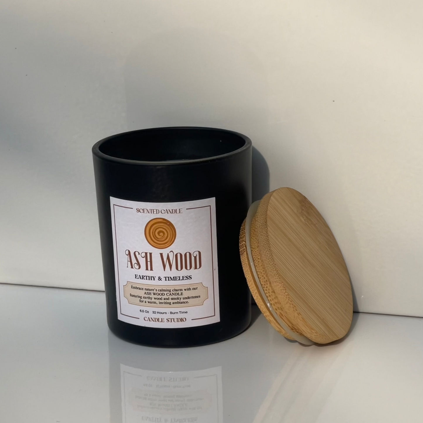 Ashwood scented candle - 170g earthy, smoky, and woody fragrance with 28-hour burn time - Candle Studio by TechCarHome