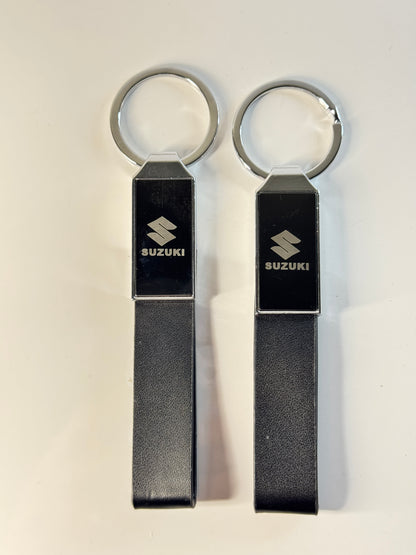 Black Premium Leather Suzuki Car Keychain – Durable Metal & Sleek Design – Tech Car Home Pakistan