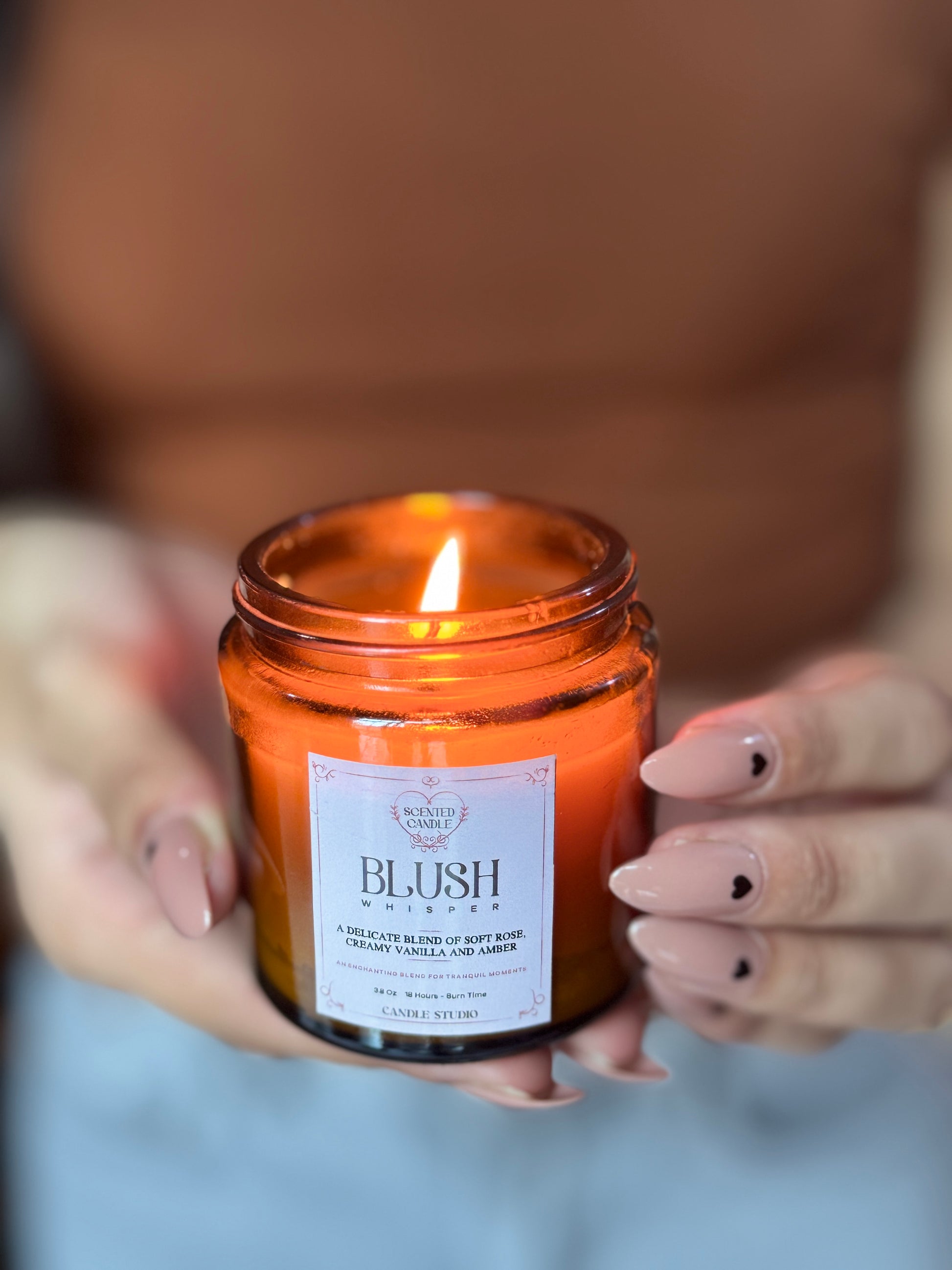 Blush Whisper scented candle - 100g peony, jasmine, and vanilla fragrance with 14-hour burn time - Candle Studio by TechCarHome