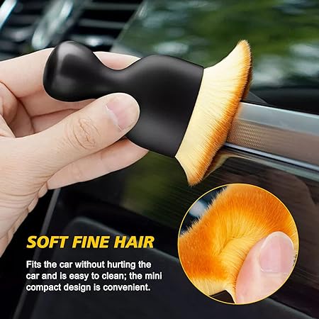 Car Interior Dust Cleaning Soft Brush removing dust from a car dashboard effortlessly.