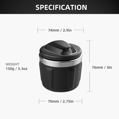 Car ashtray with a compact design, ideal for car, office, and travel use – by TechCarHome.com.