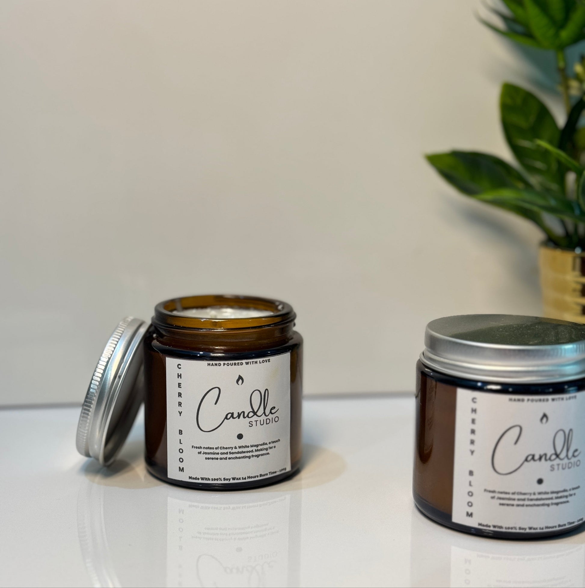 Cherry Bloom scented candle, perfect for creating a calming ambiance and as a thoughtful gift.