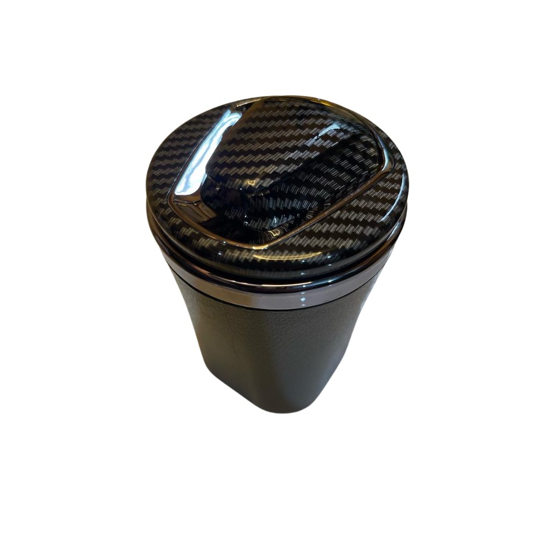 Close-Up of Carbon Fibre Lid Ashtray – Heat-Resistant and Easy to Clean - Techcarhome.