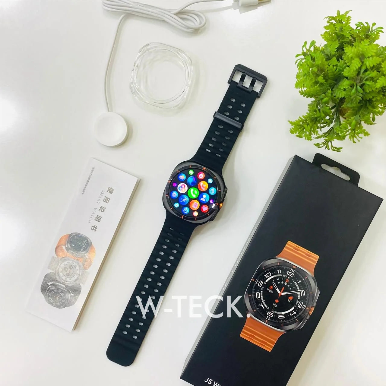 Close-up of JS 7 Galaxy Smart Watch Display and Smart Notifications