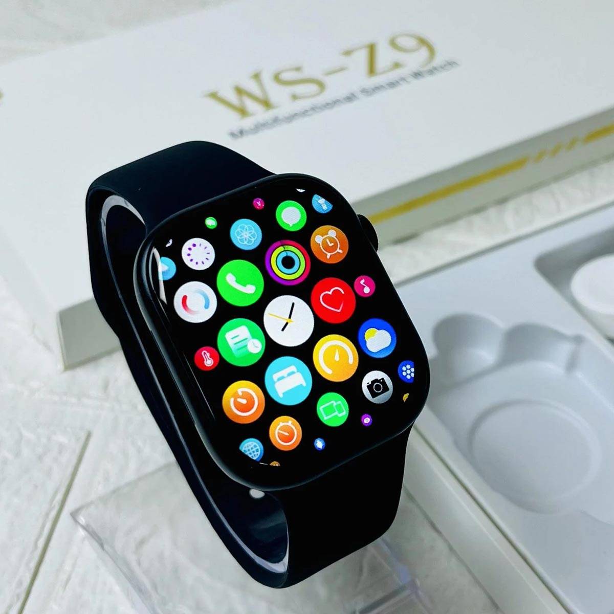 Close-up of WS-Z9 Smart Watch Display with Smart Features