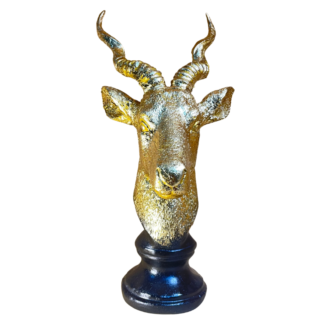 Close-up of the Markhor statue showcasing its fine craftsmanship and smooth surface.