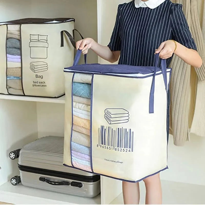 Clothes, Blanket & Travel Storage Bag filled with blankets and clothes for efficient packing by TechCarHome