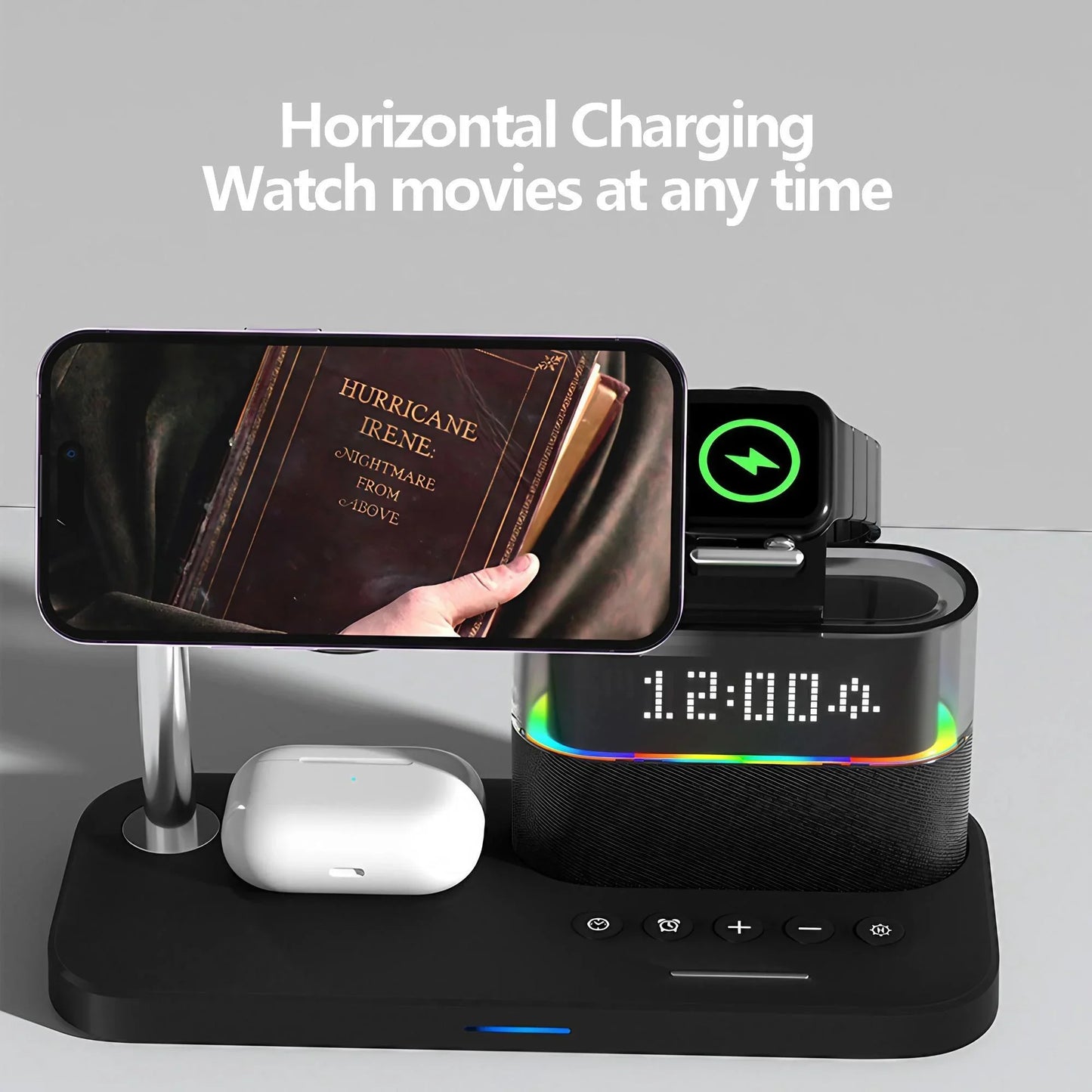 Compact 3-in-1 wireless charger with efficient charging and modern design