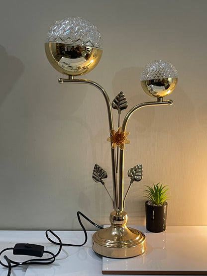 Crystal Ball Stand Lamp placed in a contemporary living room, casting a soft, inviting glow.
