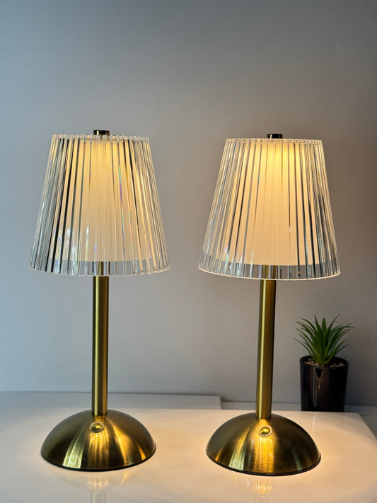 Crystal Metal Desk Lamp Set – 3-Color Touch Control, Rechargeable LED | TechCarHome.