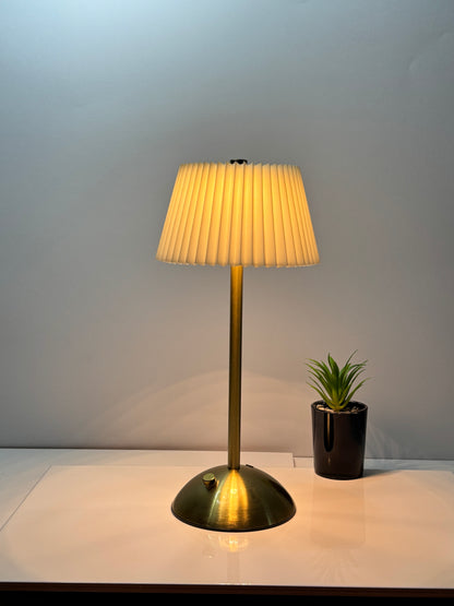 Elegant pleated bedside lamp – 3 color modes, soft light, and portable design | TechCarHome.