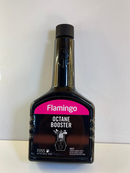 Flamingo Octane Booster bottle designed to improve fuel octane and engine performance – by TechCarHome.com.