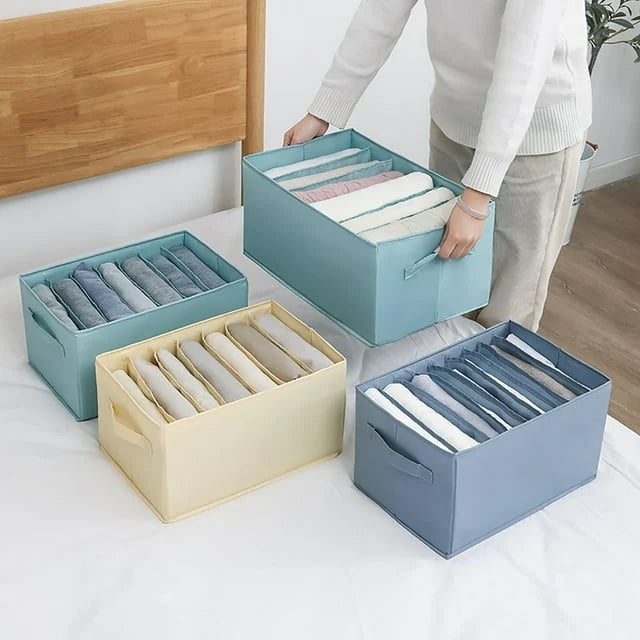 Foldable storage bins used to organize scarves and hats, stylish and functional from TechCarHome