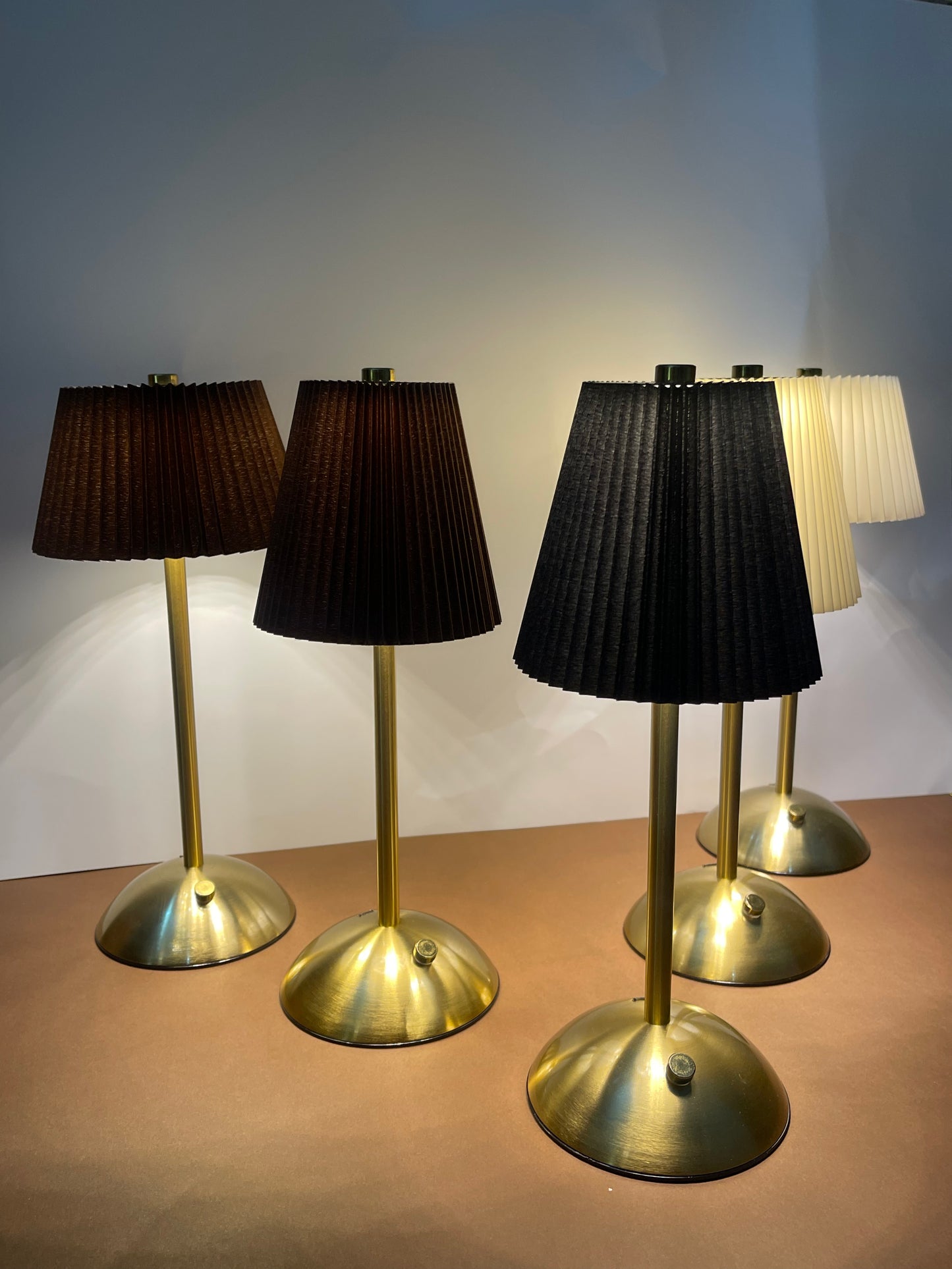 Premium (Five)5 Table Lamp – 2 Brown, 2 White & 1 Black Shade Variations