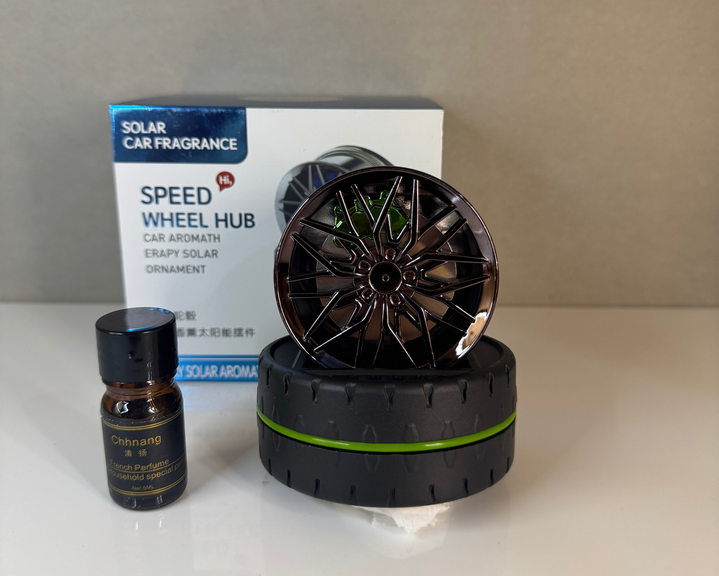 Premium Quality - Speed Wheel Hub Solar Car Perfume – Rotating Fragrance Diffuser Air Freshener