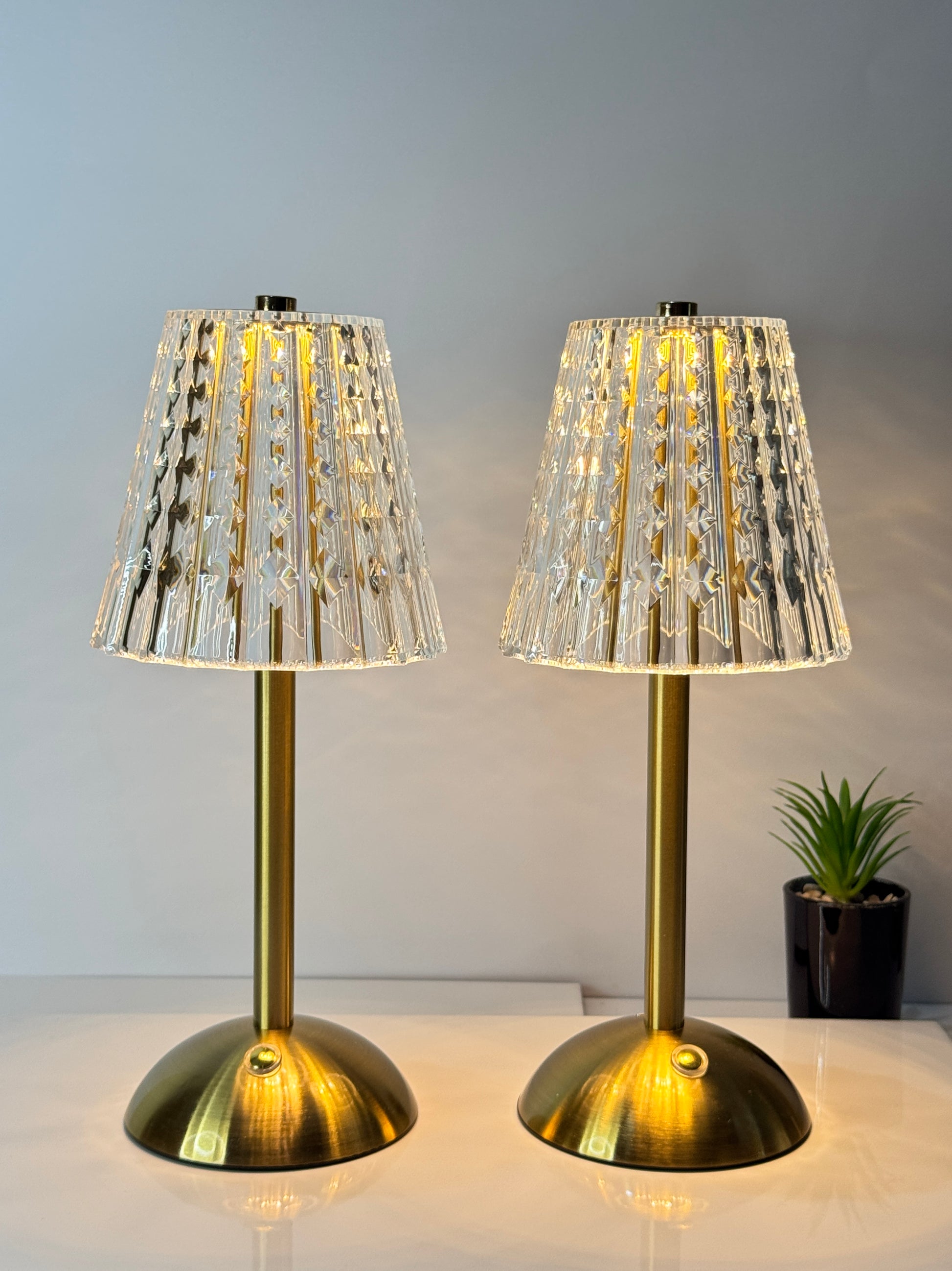 LED Crystal Bar Table Lamp Set – Touch Dimming, 3-Color Modes, USB Rechargeable | TechCarHome.