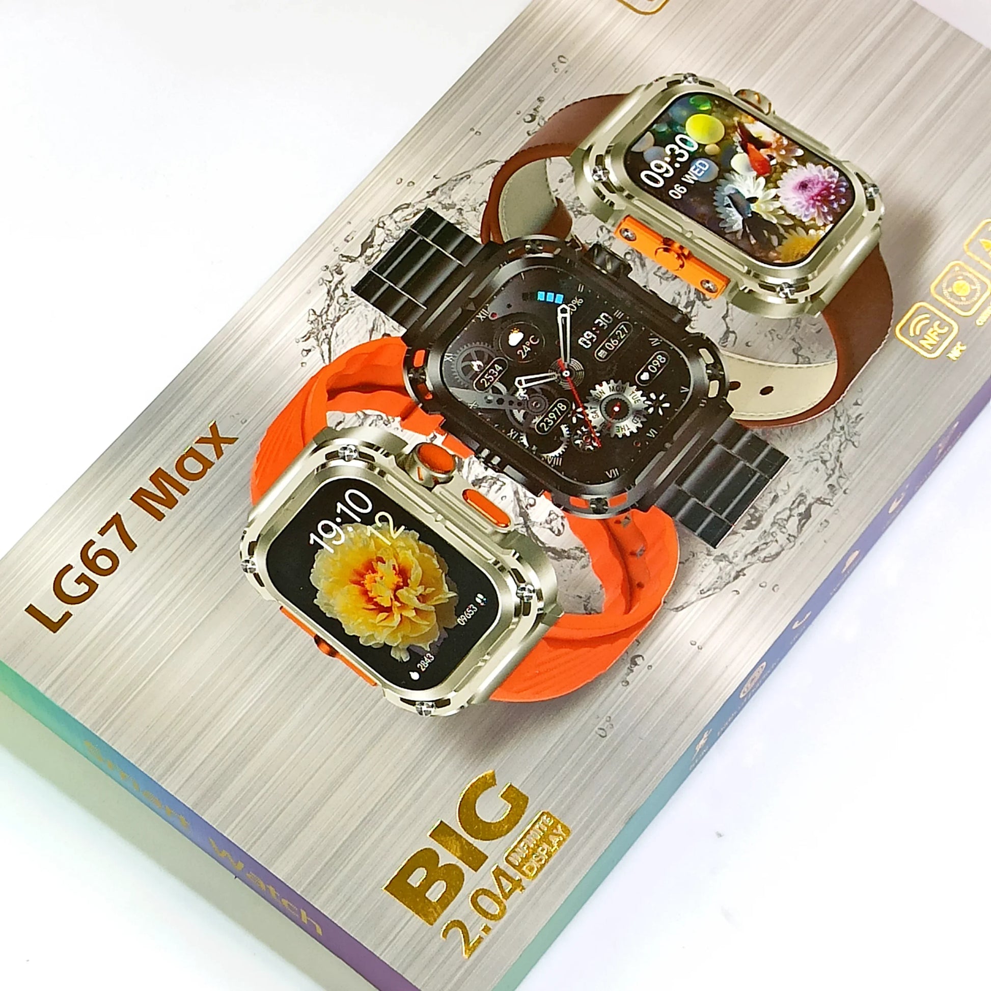 LG67 Max Smart Watch Display Showing Heart Rate Monitoring Features