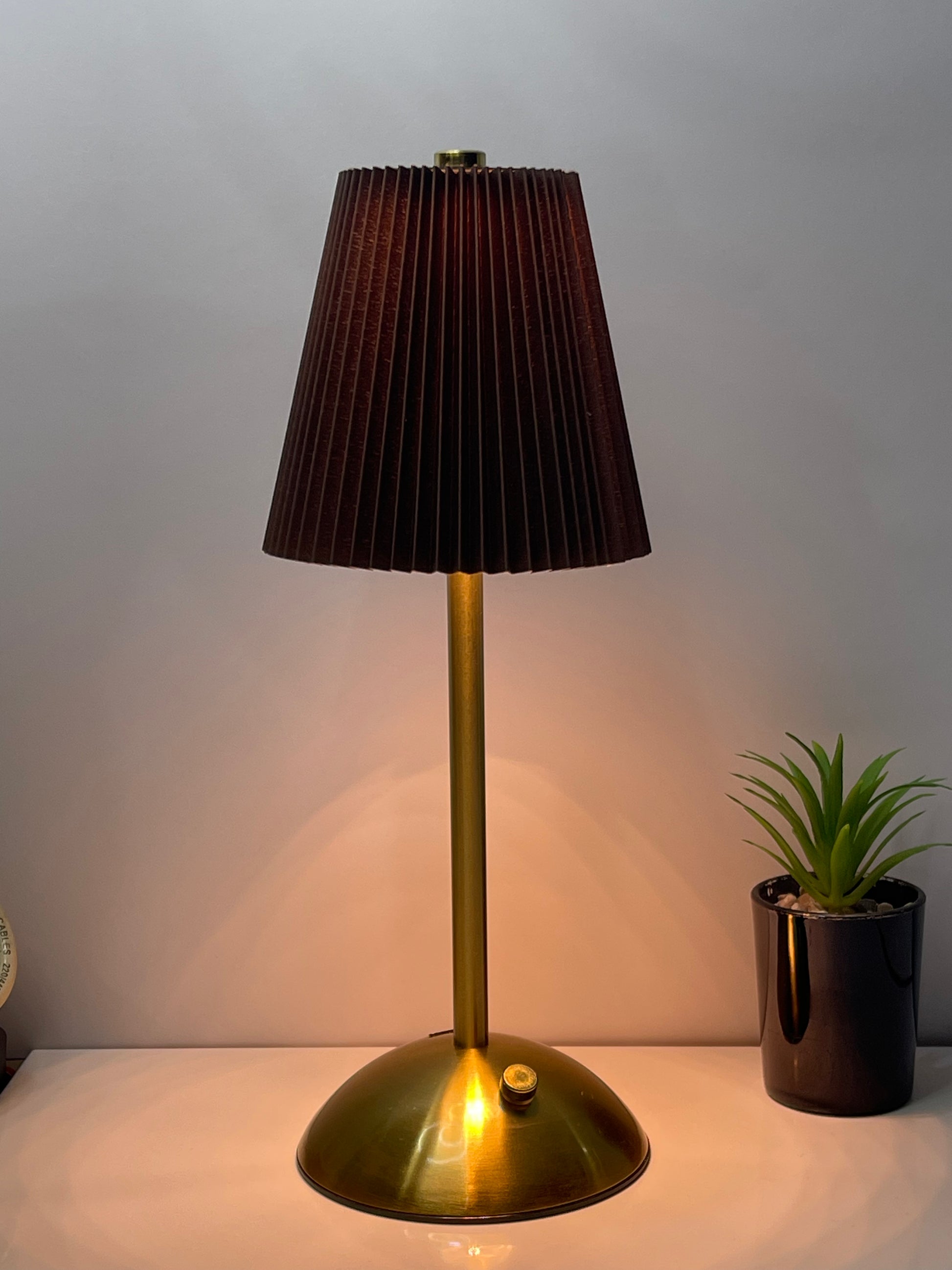 Modern Brown LED Table Lamp with Sleek Design – Perfect for Bedroom & Living Room