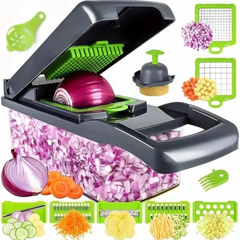 image of Multi-Function Hand Chopper – 14-in-1 Vegetable Cutter for Effortless Food Preparation by techcarhome