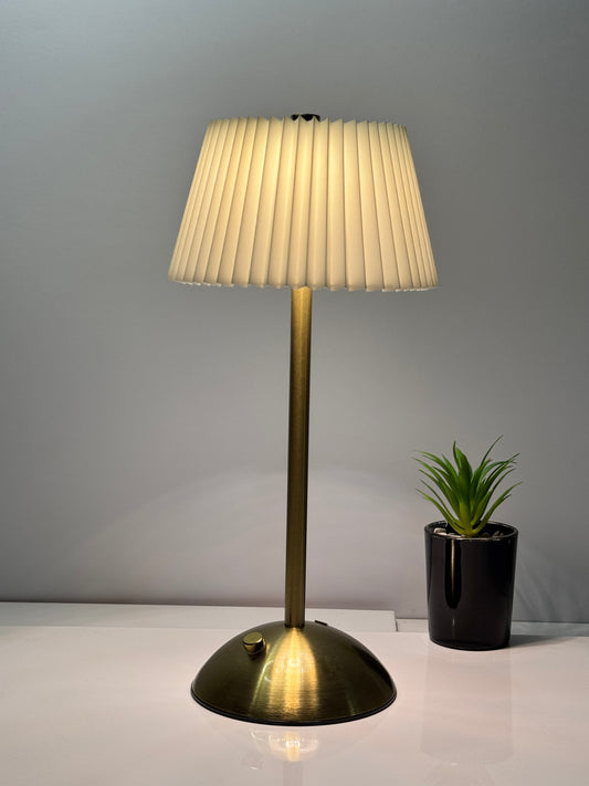 Nordic Pleated Table Lamp – Rechargeable LED with touch control and dimmable light | TechCarHome.