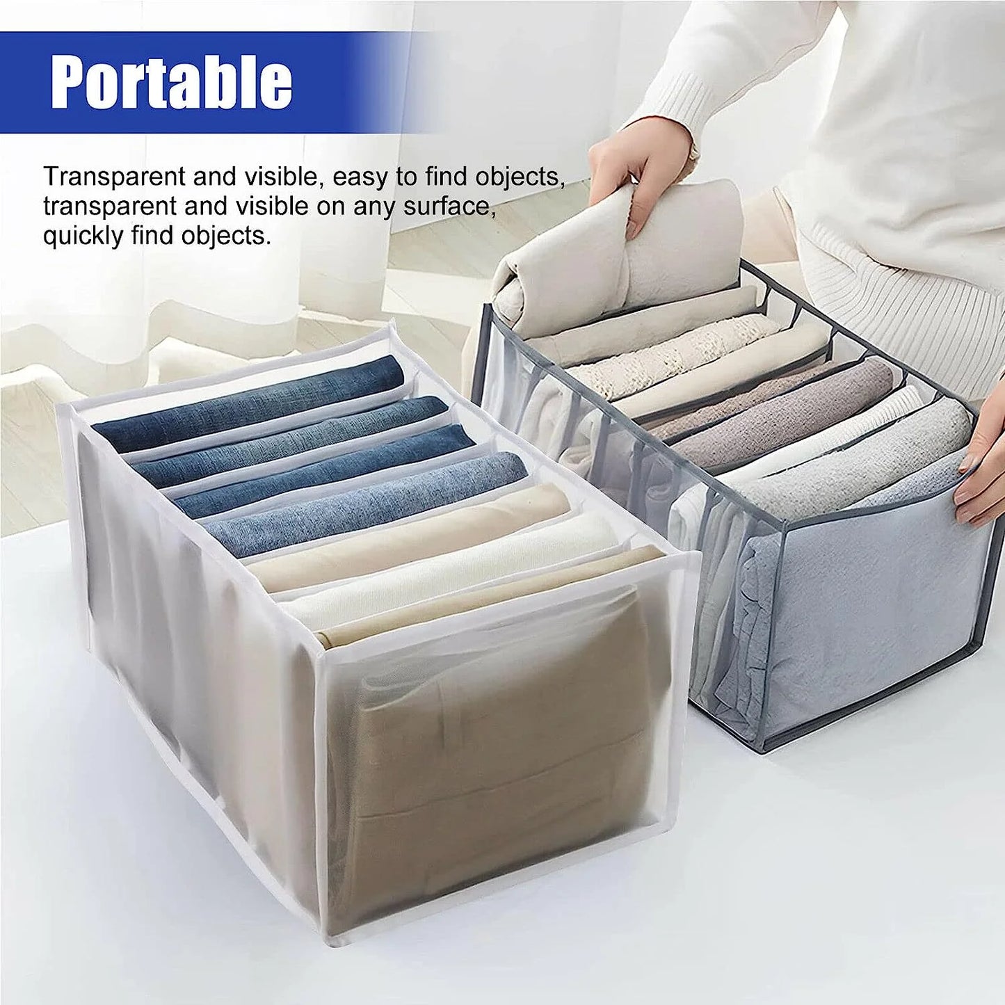 Open foldable storage bin filled with clothing, convenient for space-saving organization by TechCarHome