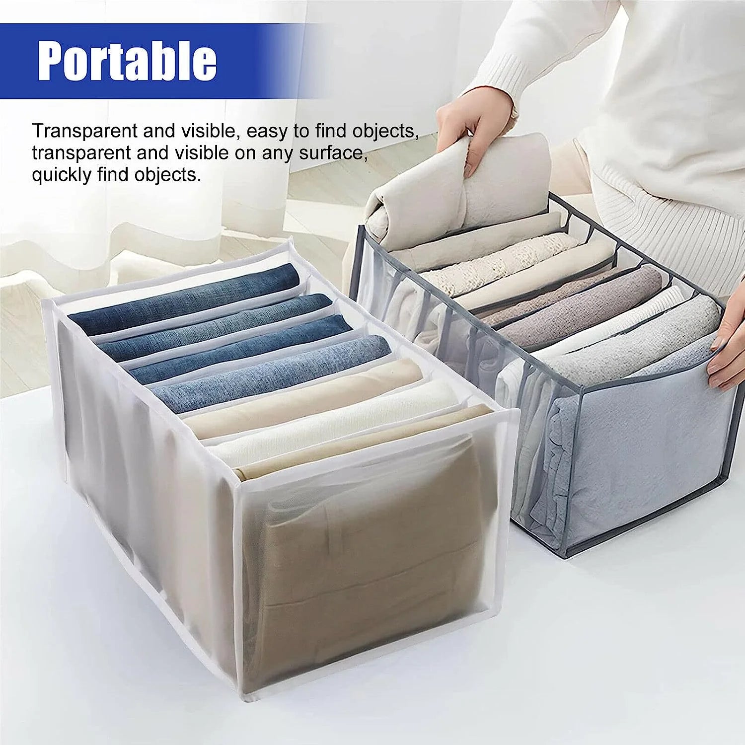 Open foldable storage bin filled with clothing, convenient for space-saving organization by TechCarHome